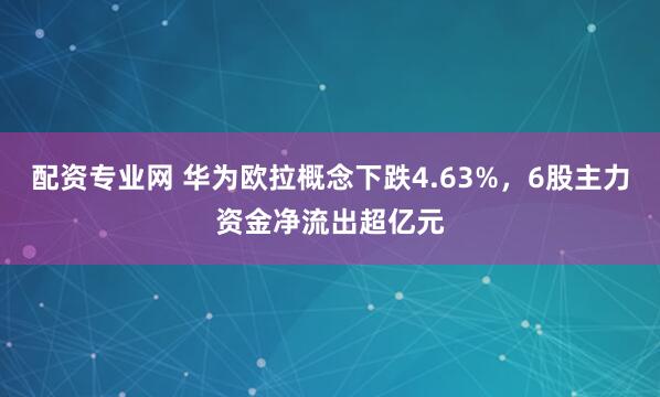 配资专业网 华为欧拉概念下跌4.63%，6股主力资金净流出超亿元